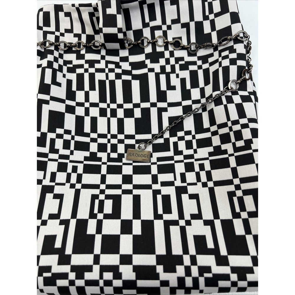 Ideology Vintage  Pencil Black & White Geometric Skirt with Chain Belt Size 14